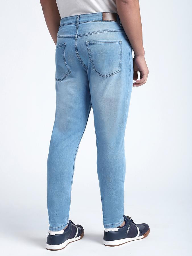 Men Cotton Blend Carrot Fit Five Pocket Washed Pants