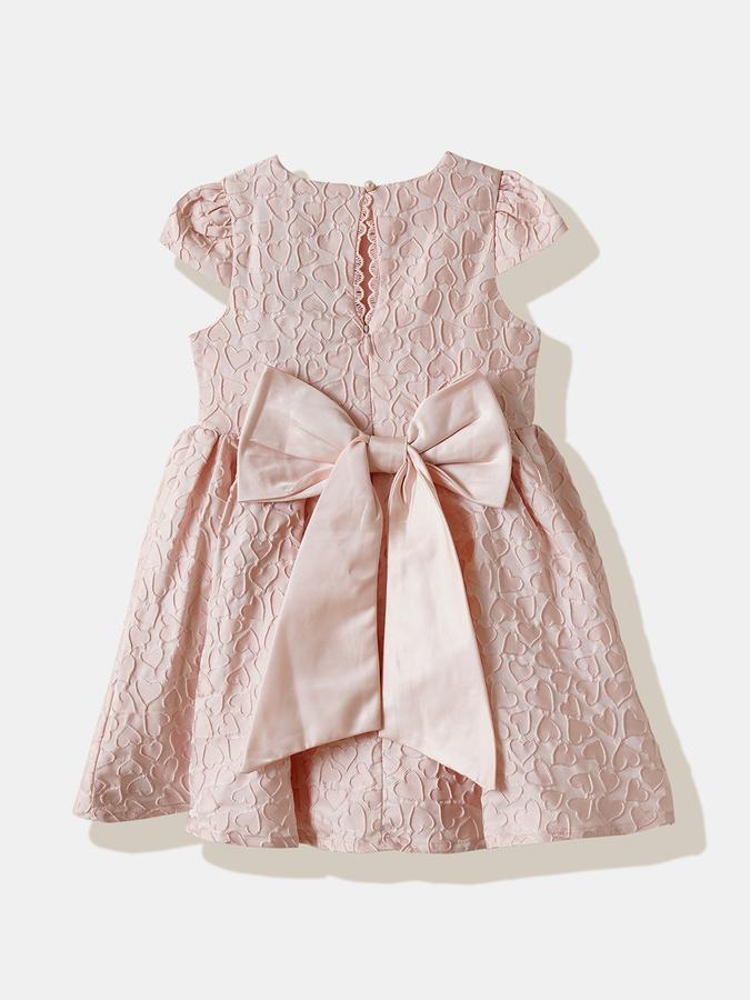 Girls Cotton Fit And Flare Round Neck Ruffled Dress