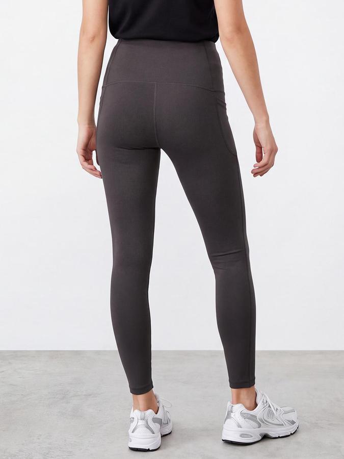 R&B Women Grey Solid Ankle Length Activewear Legging