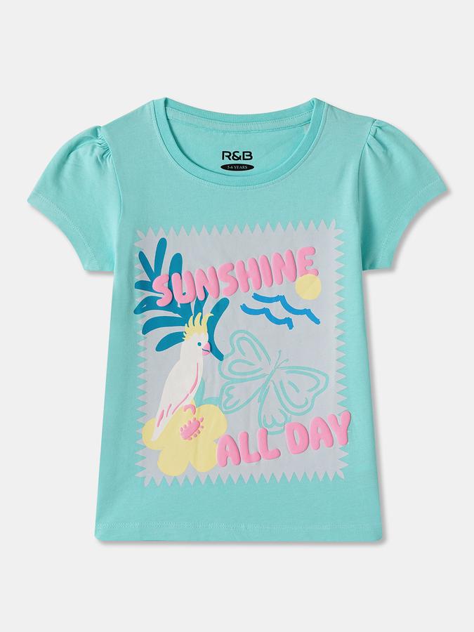 R&B Girls Graphic Print Pure Cotton Regular T Shirt