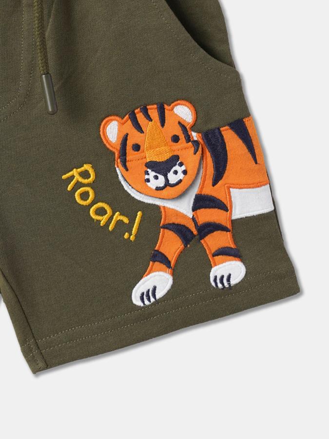 Boys Flat-Front Regular Fit Shorts with Applique image number 2