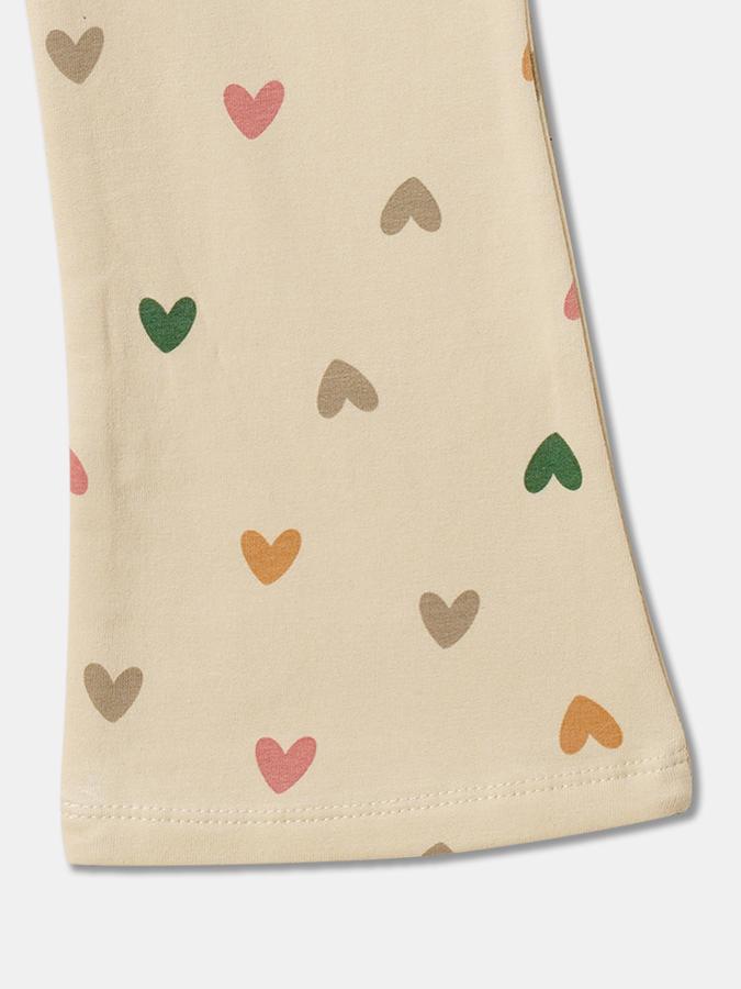 Girls Cotton Blend Flared Fit Elastic Waist Printed Trousers