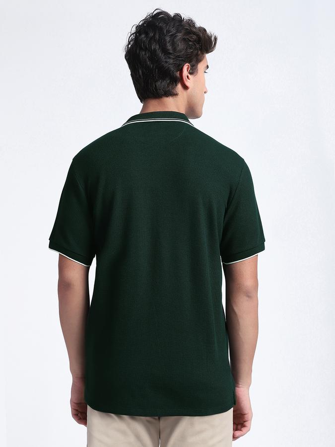 Men Cotton Blend Slim Fit Polo Neck Solid T-shirt