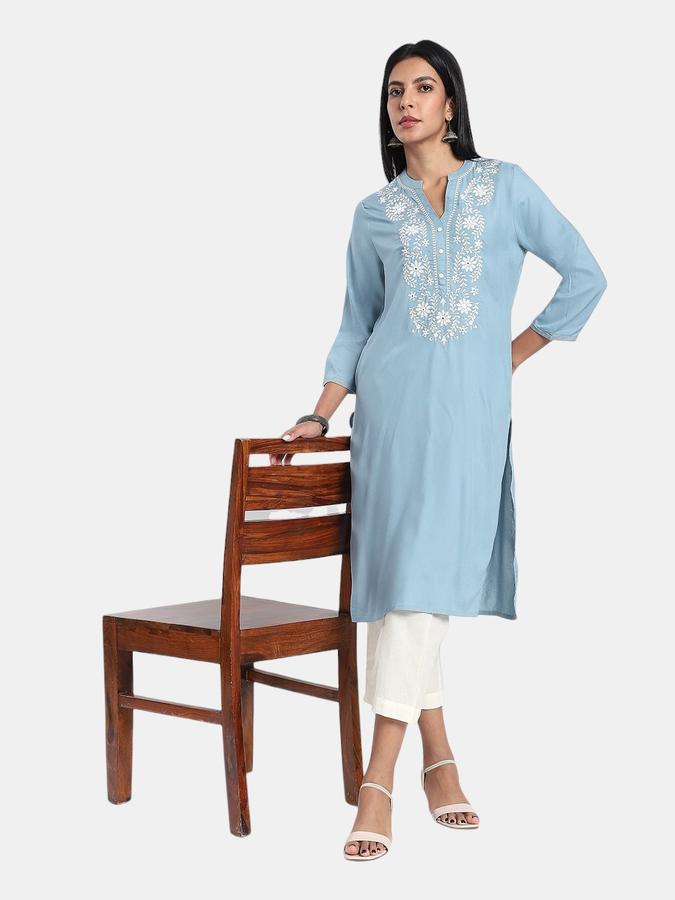 R&B Grey Regular Fit Solid Women Kurta