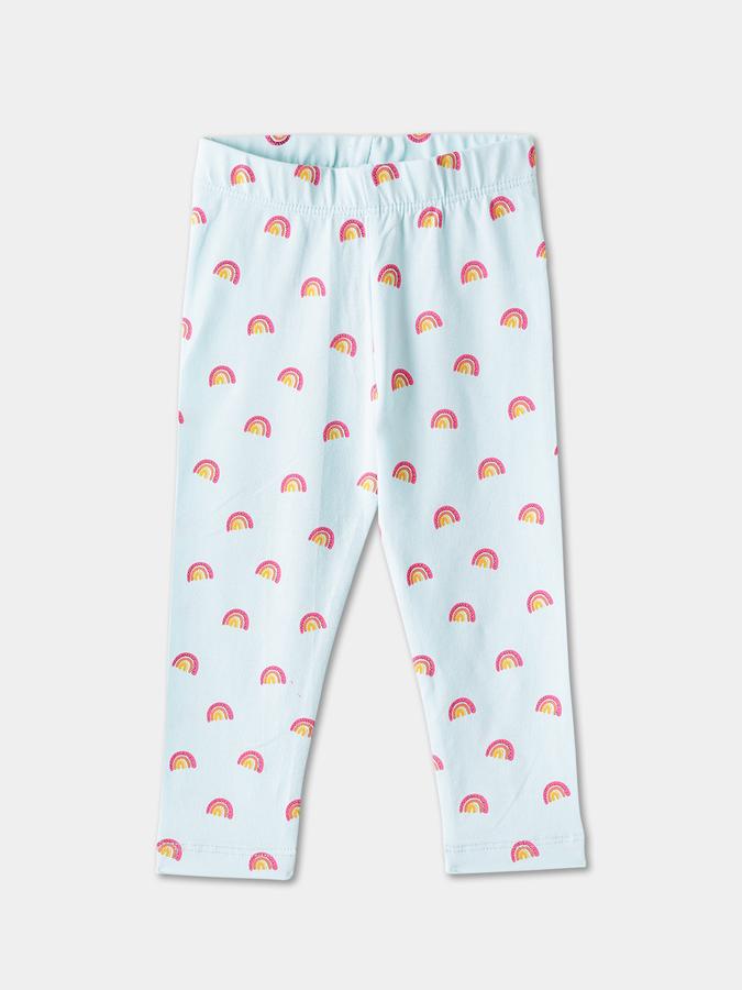 Girls Cotton Skinny Fit Elastic Waist Printed Leggings