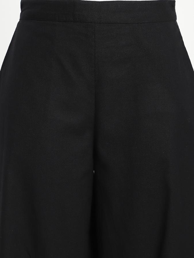 Women Cotton Wide Leg Mid Rise Solid Pants