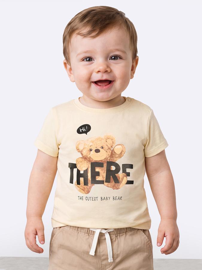 R&B Boys Yellow Teddy Printed Short Sleeves Tshirt