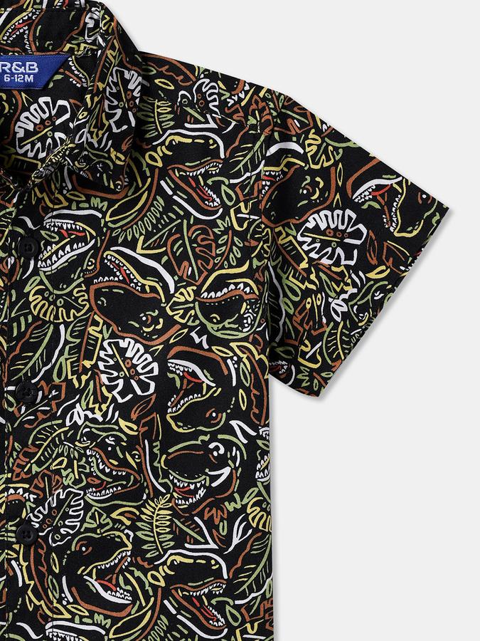 Boys Cotton Regular Fit Long Sleeve Printed Shirt