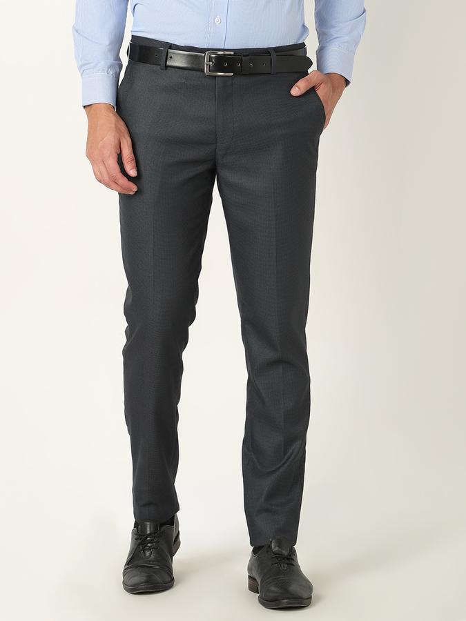 Men Slim Fit Flat-Front Trousers image number 0