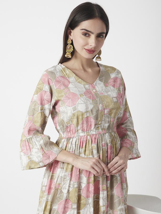 R&B Women's Beige Printed Dress