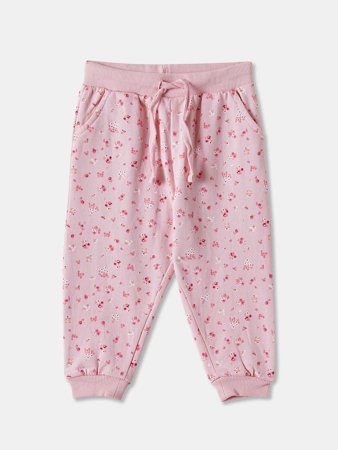Girls Cotton Floral Ruffled Sweatshirt and Trousers Set
