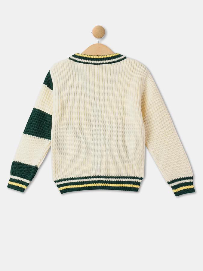 Boys Cotton Regular Fit V Neck Colorblock Sweatshirt