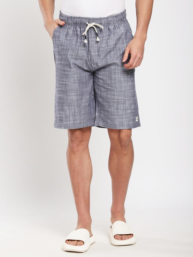Men Cotton Relaxed Fit Drawstring Solid Sleep Shorts