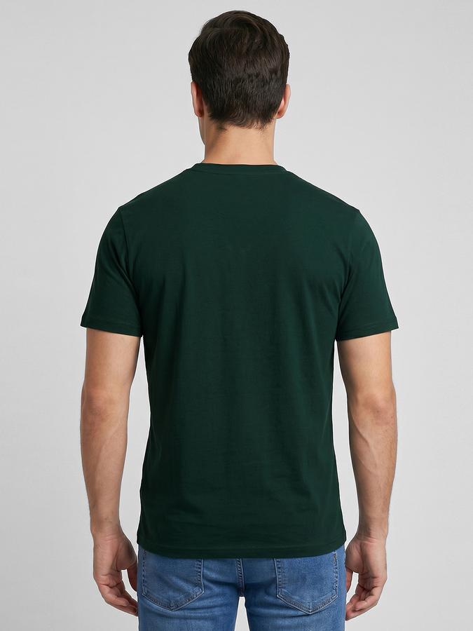 R&B Green Typography Men Round Neck Relaxed Fit Short Sleeves T-Shirt 