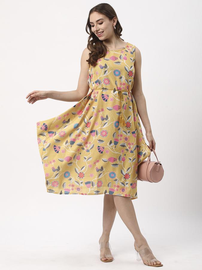 Women Poly Blend Regular Fit Round Neck Printed Kurta