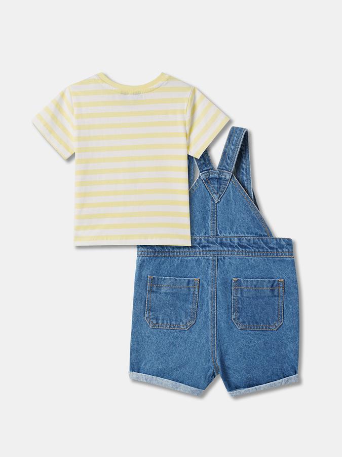 Boys Dungaree & Striped T-Shirt Set image number 1
