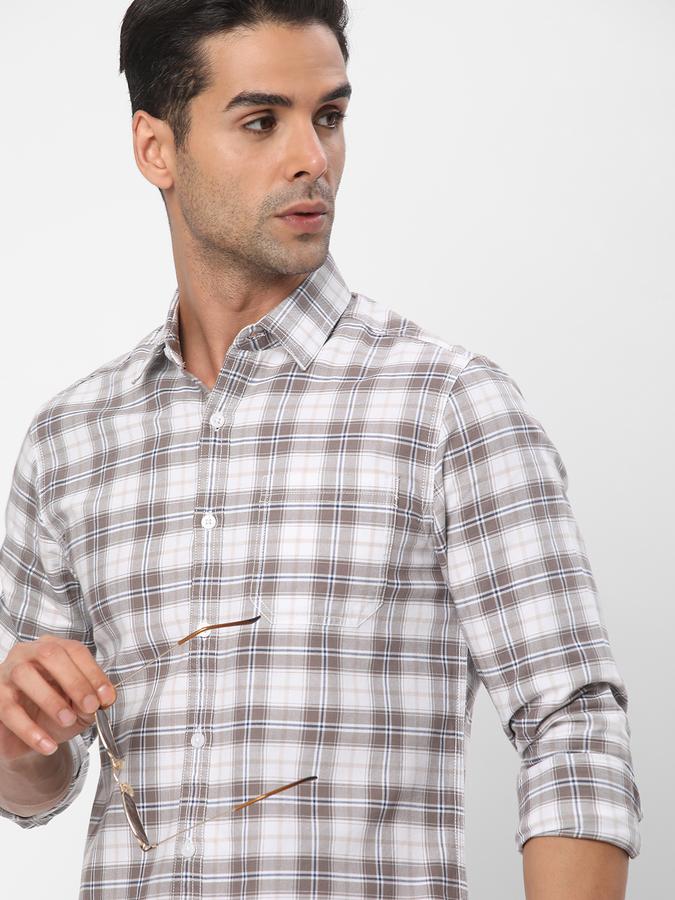 R&B Men Brown Casual Shirts