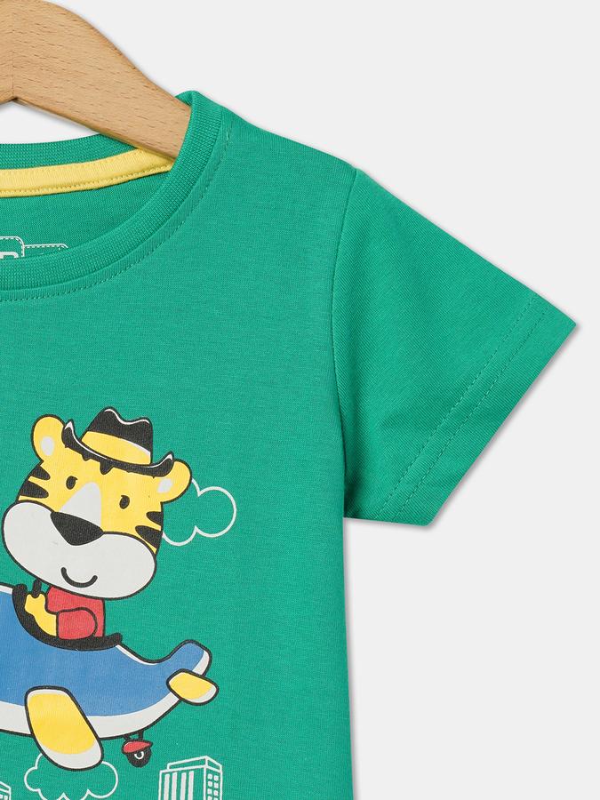 Boys Cotton Regular Fit Crew Neck Graphic T-shirt