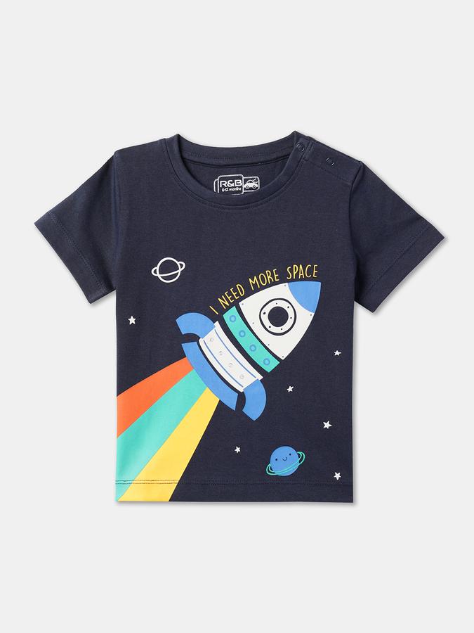 R&B Boys Graphic Print Relaxed Fit Round-Neck T-Shirt