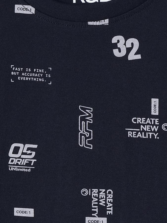 Boys Cotton Regular Fit Crew Neck Graphic T-shirt