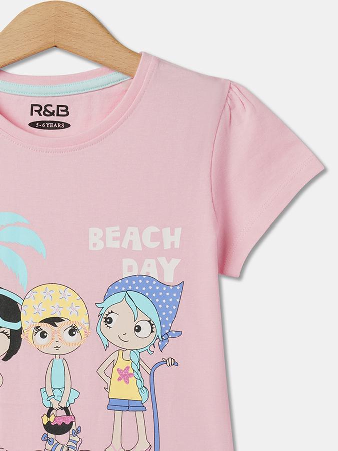 Girls Graphic Print Regular Print Round-Neck T-Shirt image number 2