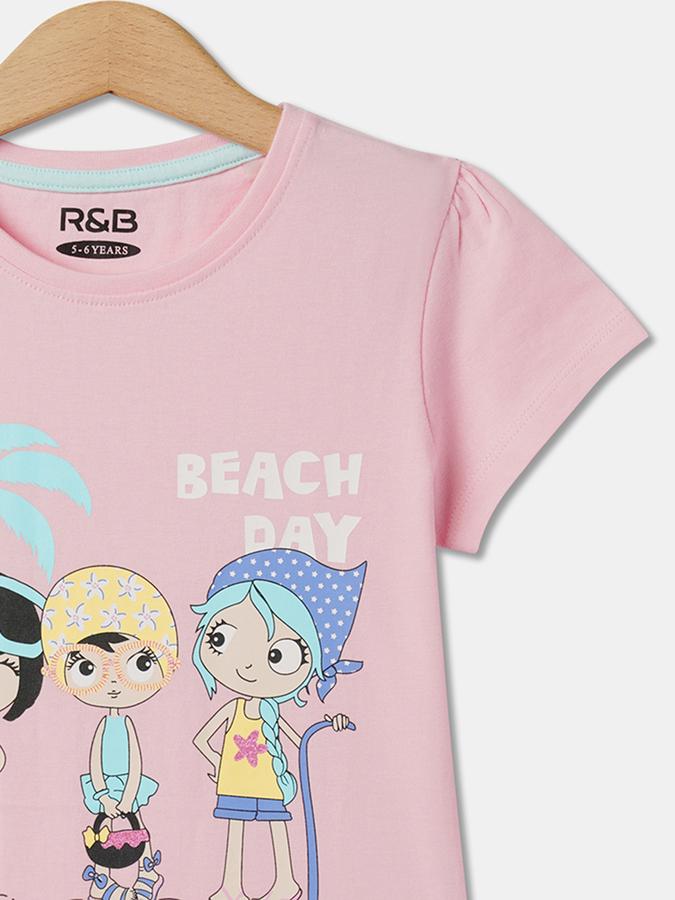 R&B Girls Graphic Print Round-Neck T-Shirt image number 2