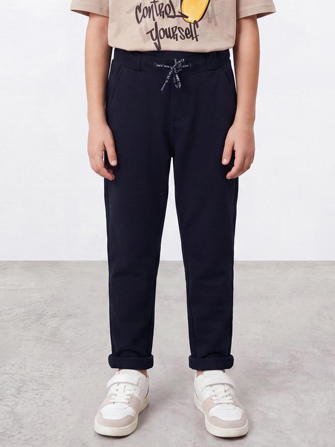 R&B Boys Navy Blue Solid Regular Fit Trackpant With Drawstring Closure