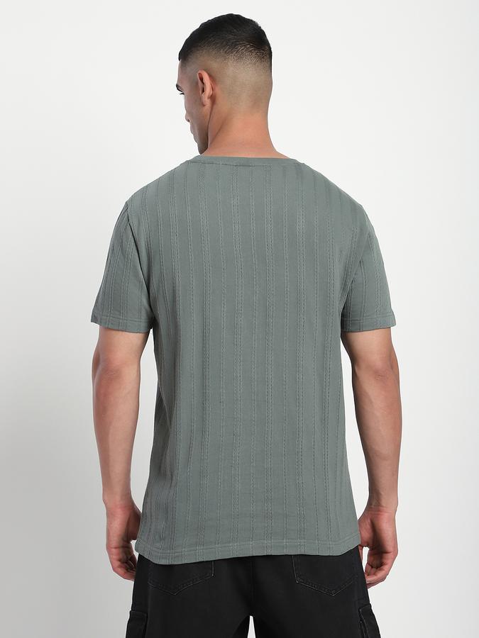 Men Cotton Regular Fit Crew Neck Textured T-shirt
