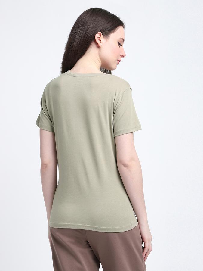 Women Cotton Blend Regular Fit V-Neck Solid T-shirt