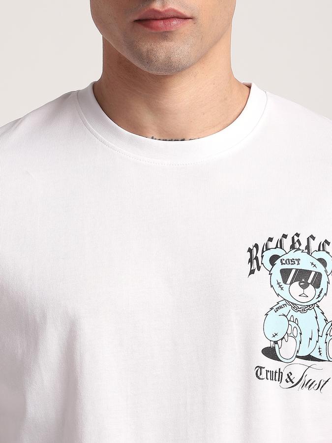 R&B Men's White Printed T-Shirt