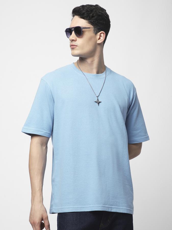 Men Cotton Blend Relaxed Fit Crew Neck Solid T-shirt