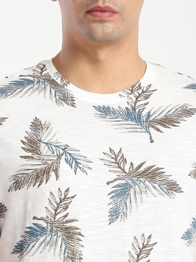 Men Cotton Regular Fit Crew Neck Printed T-shirt