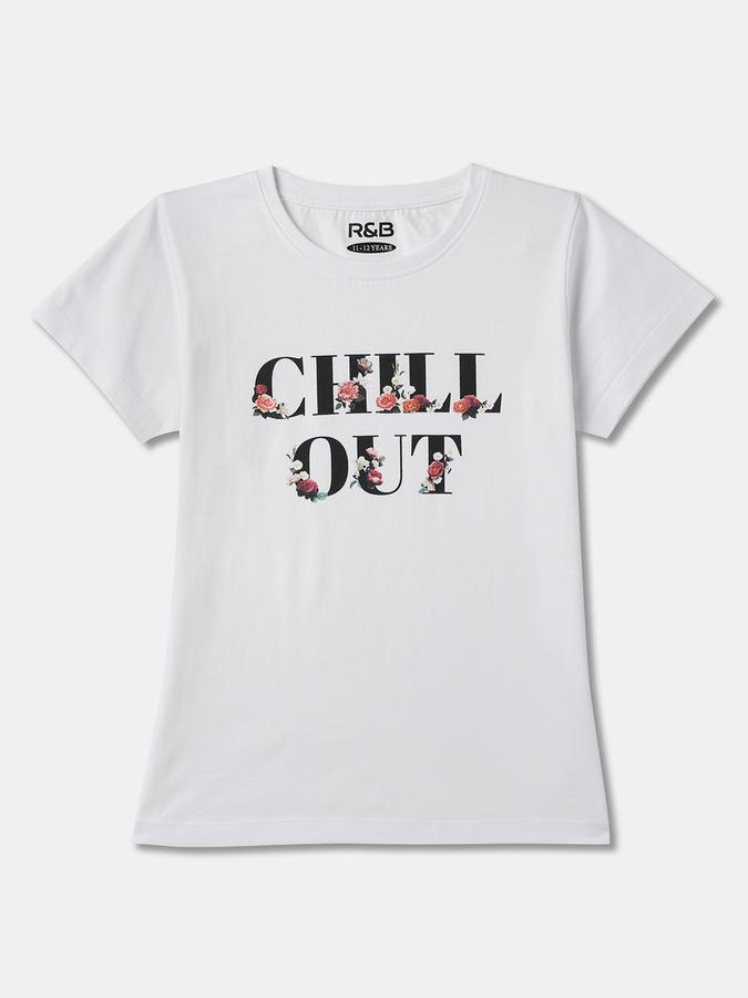 Girls Typographic Print Regular Fit T-Shirt