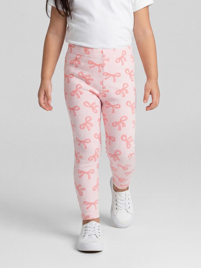 R&B Pink Conversational Printed Girls Leggings