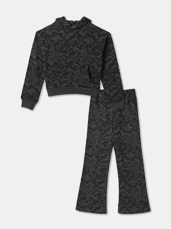 R&B Girls' Black Printed Co-ord Set