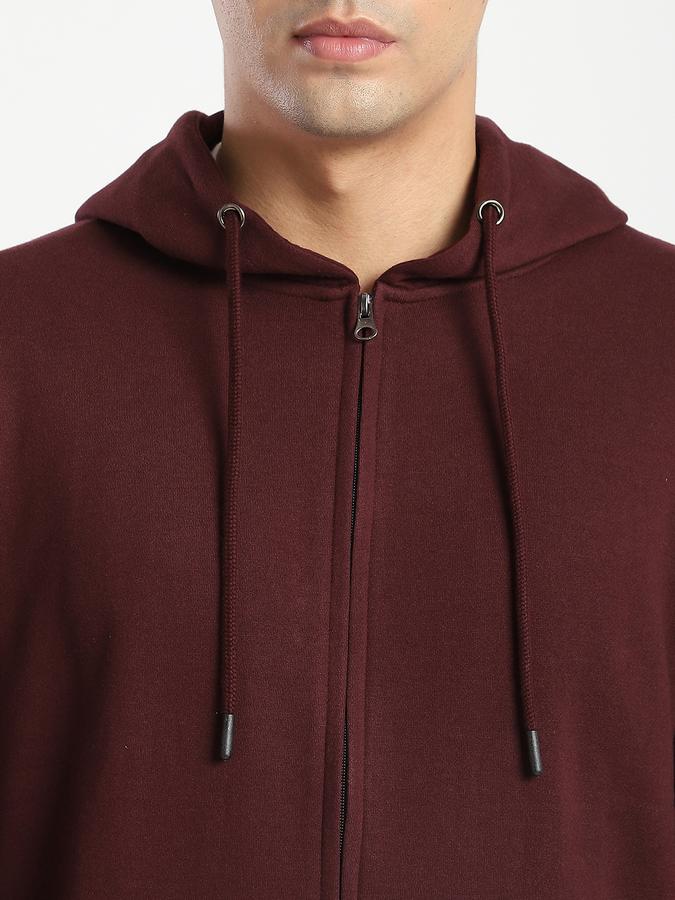 Men Fleece Regular Fit Hooded Jacket