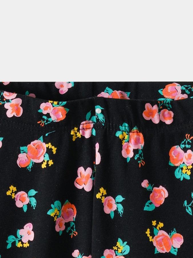 R&B Girls Black Floral Printed Leggings