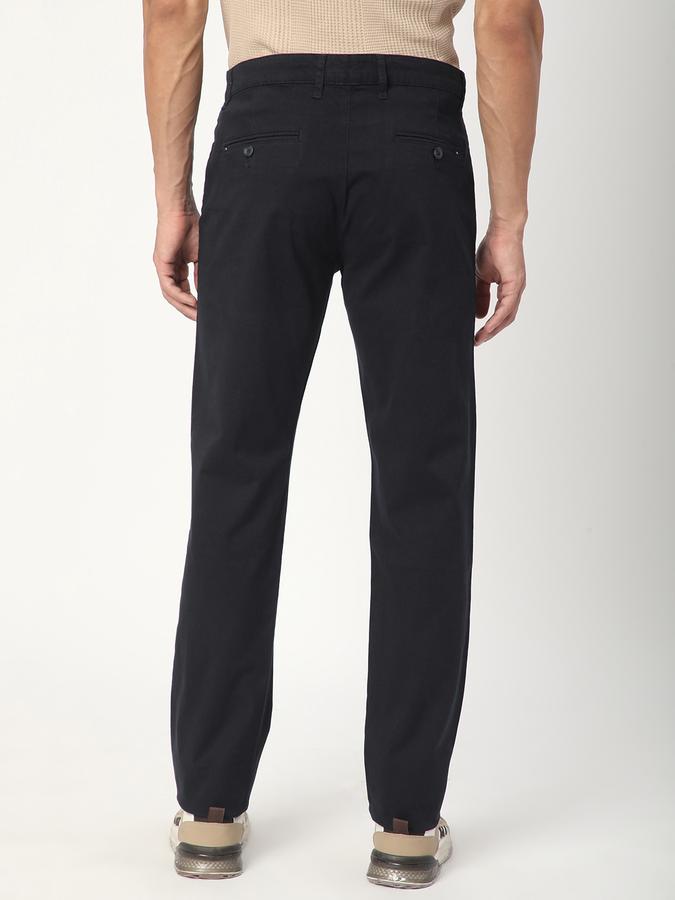 Men Cotton Regular Fit Flat Front Solid Trousers