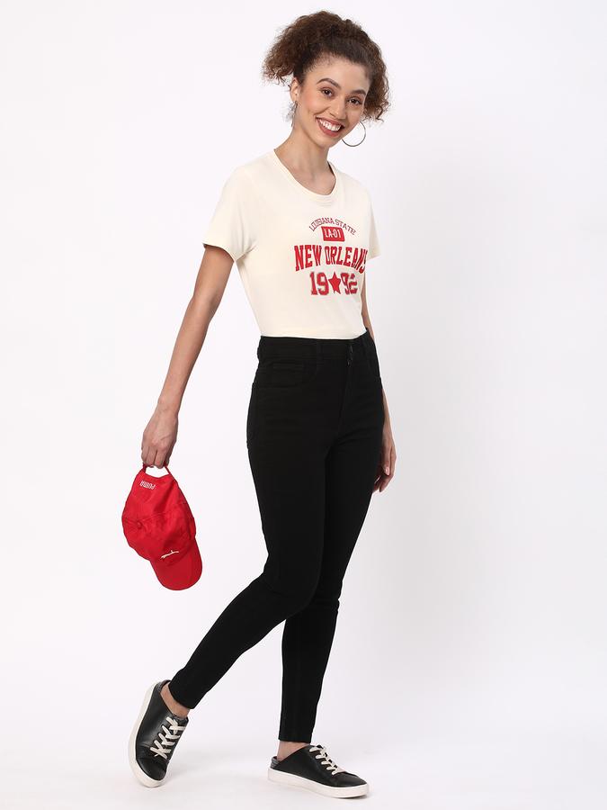 Women Cotton Regular Fit Crew Neck Graphic T-shirt