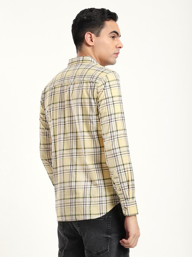 R&B Men's Beige Checked Shirt
