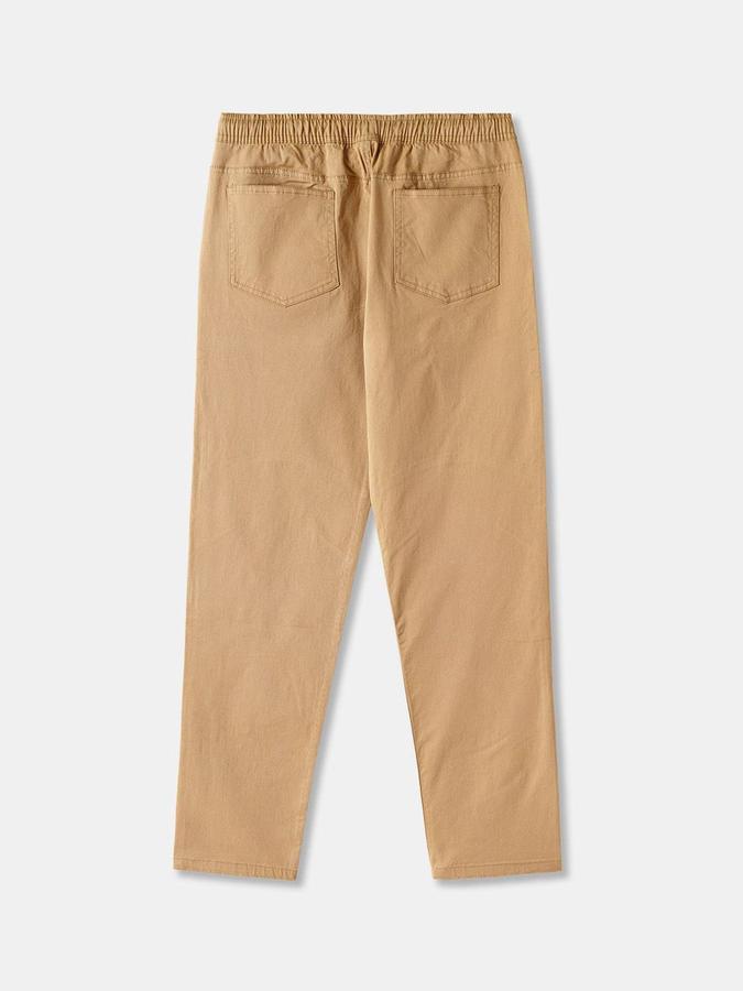 R&B Boys Beige Solid Regular Fit Trousers