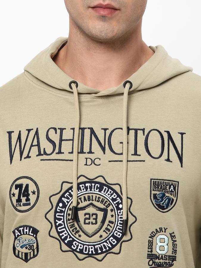 Men Fleece Regular Fit Hooded Graphic Sweatshirt
