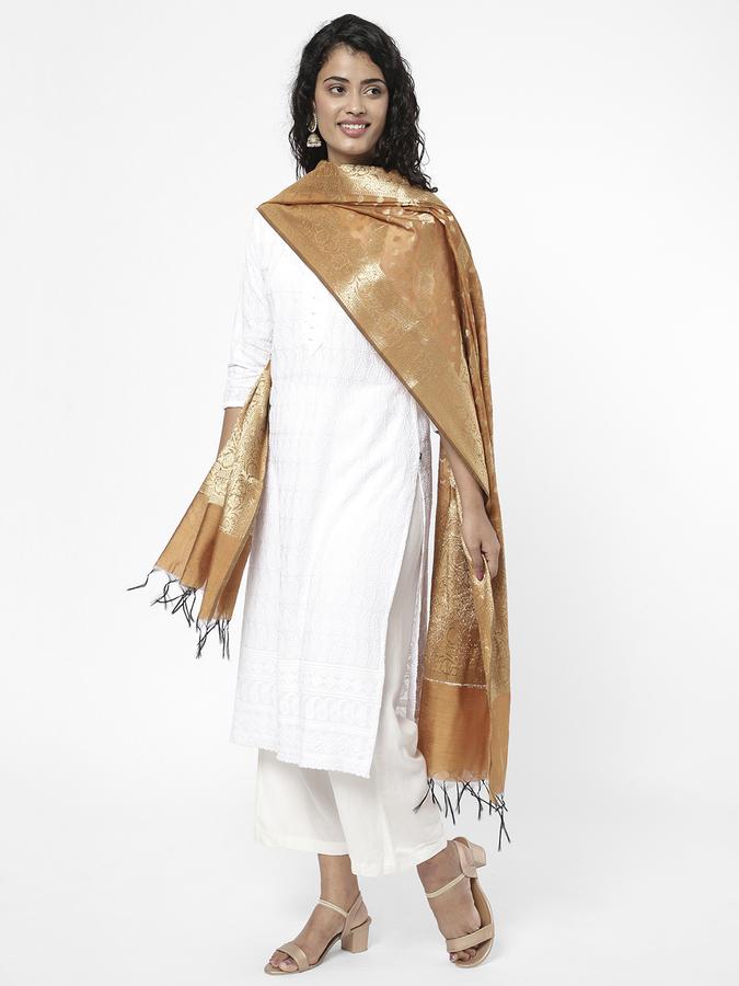 R&B Women's Gold Printed Dupatta