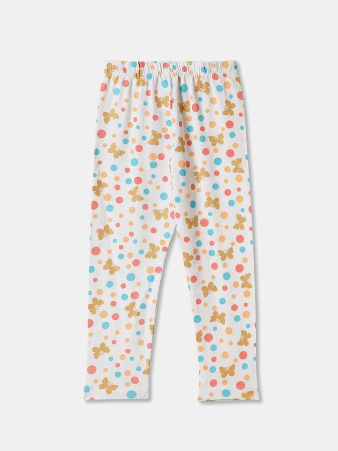 Girls Cotton Skinny Fit Elastic Waist Printed Leggings