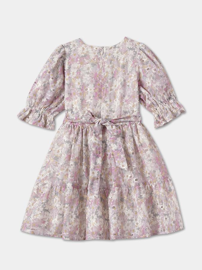 R&B Girls' Ivory Printed Dress