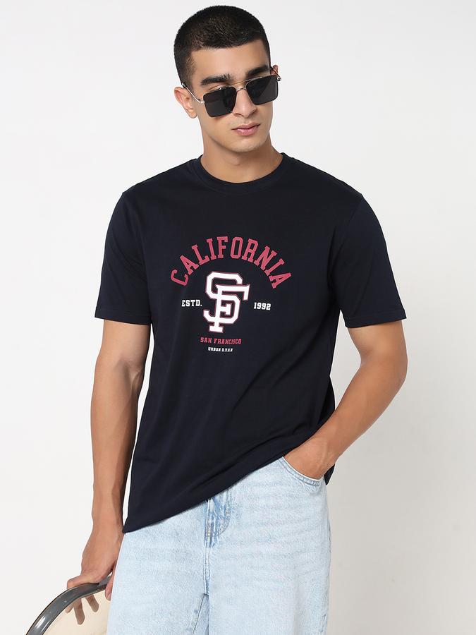 R&B Men's Navy Printed T-Shirt