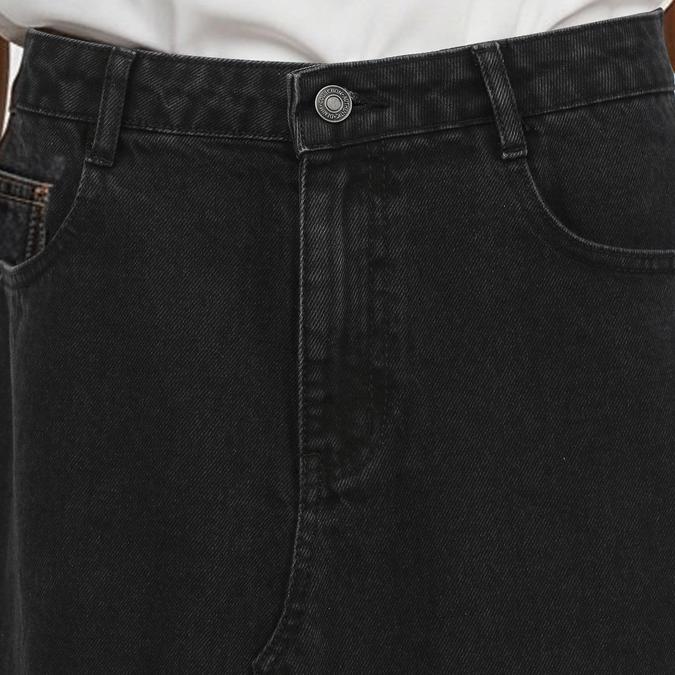 R&B Black Solid A-Line Women Skirt 