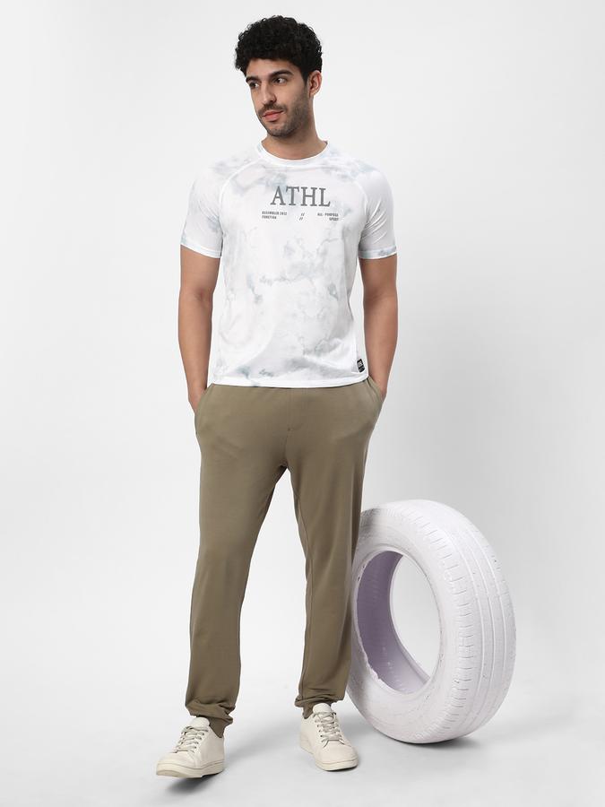 Men Cotton Relaxed Fit Drawstring Waist Solid Joggers