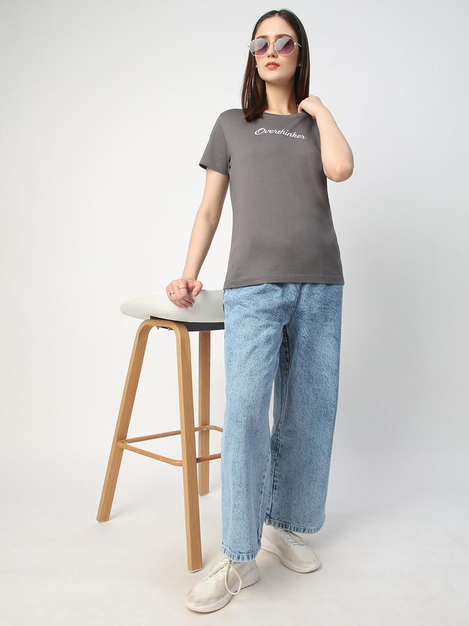 Women Cotton Regular Fit Crew Neck Graphic T-shirt