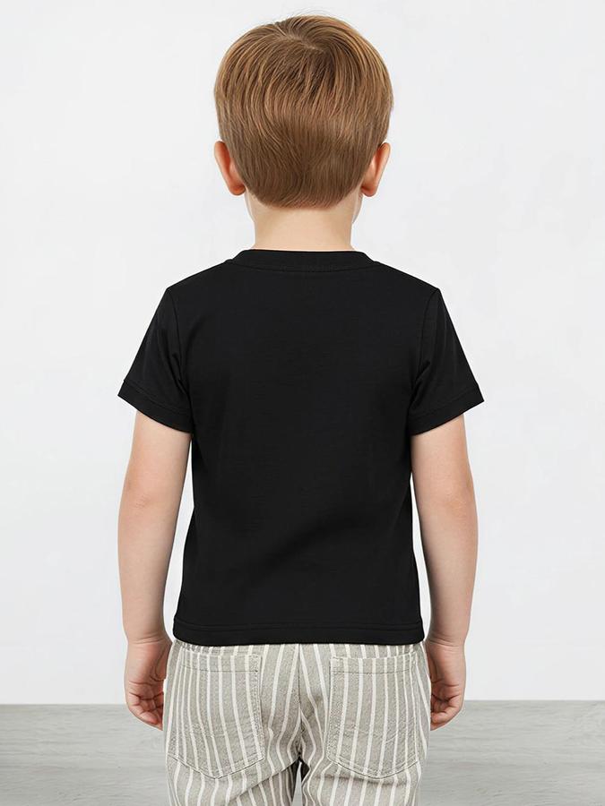 R&B Boys Black Short Sleeve Round Neck Dinosaur Graphic Print T-Shirt
